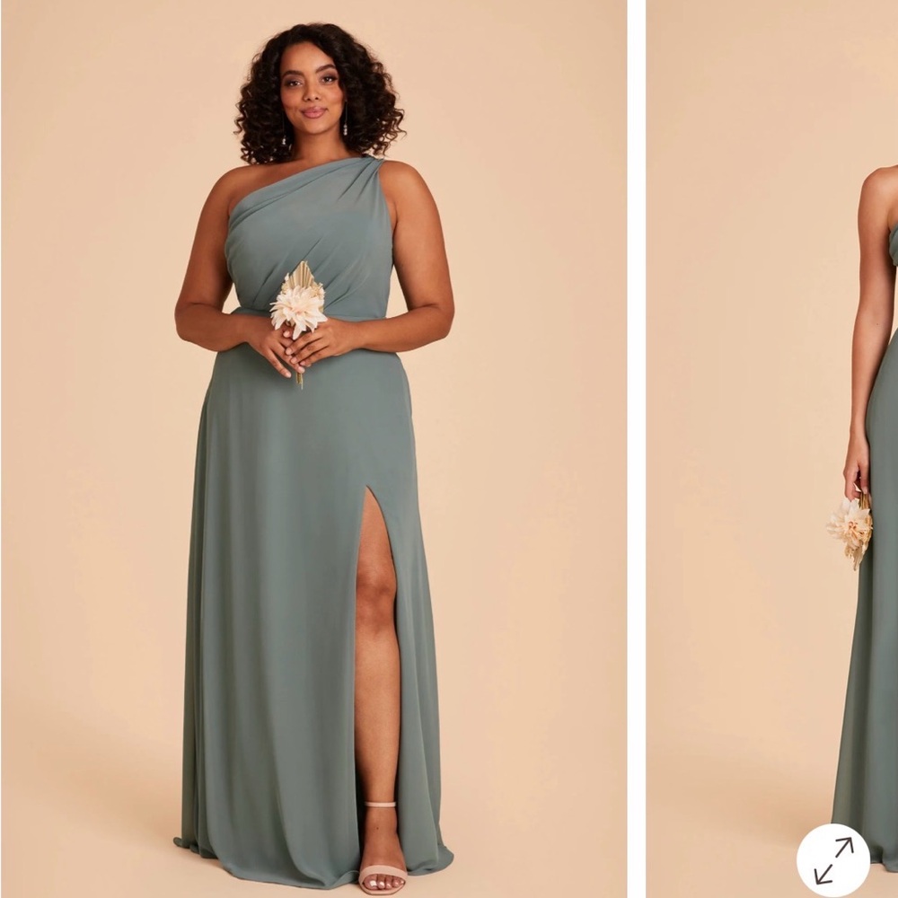 Birdy Grey Kira Chiffon Gown Dress Sea Glass Size 1X Bridesmaid Formal Wear